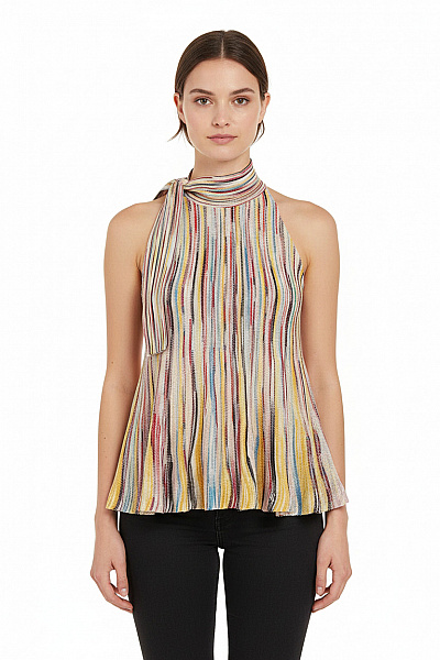 MISSONI Dámská Halenka Bez Rukávů Pruhovaná úpletová Barevná Vel. 38