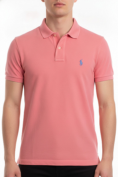 Ralph Lauren Pánské Tričko S Límečkem A Krátkým Rukávem Růžové Bavlněné Velikost XS