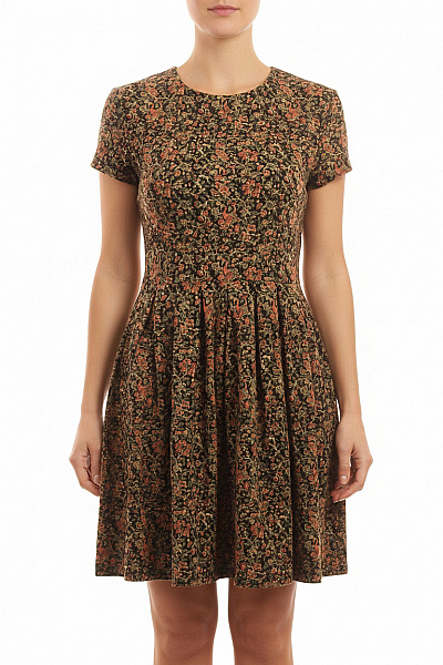 Dámské šaty Krátký Rukáv Květované Bavlněné Letní Volnočasové Vel. M