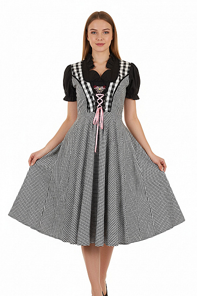 Fashion Dámské šaty S Krátkým Rukávem Kostkované Retro Velikost 36