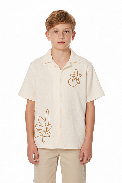 ZARA Dětská Košile Béžová S Potiskem Velikost 134