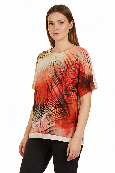 GERRY WEBER Dámská Halenka S Krátkým Rukávem A Potiskem Oranžová Vel. 40