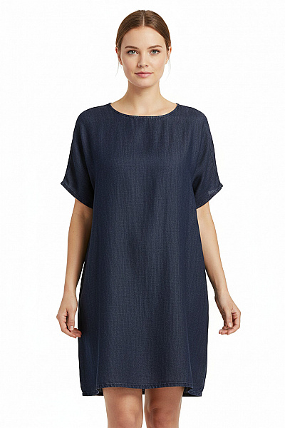 ARMANI Dámské Džínové šaty Krátký Rukáv Volnočasové Modré Vel. 38