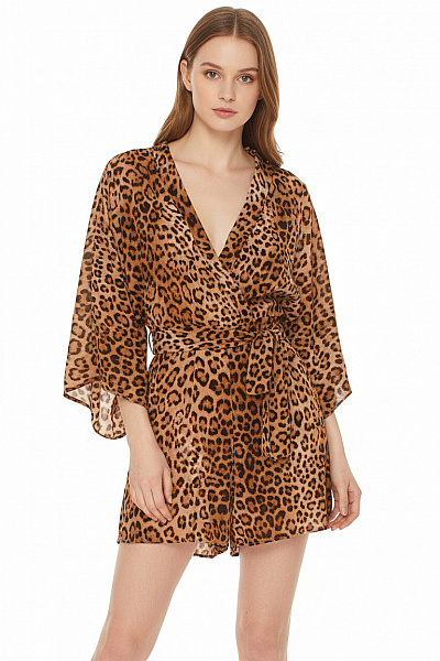 ZARA Dámský Leopardí Overal S Krátkým Rukávem Velikost XS