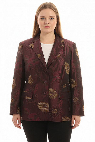 GERRY WEBER Vínové Květované Vyšívané Elegantní Saka Vel. XL