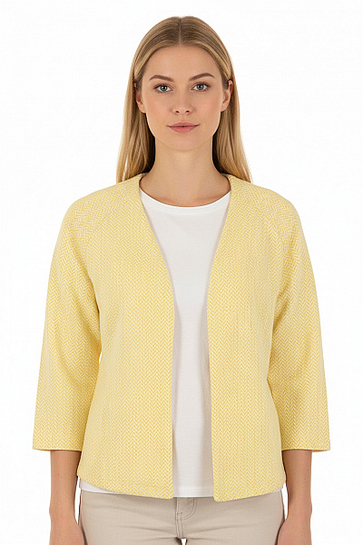 Ichi Dámské žluté Sako S 3/4 Rukávem Vzorované Ležérní Velikost S