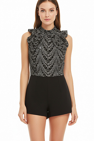 Asos černobílé Krajkové Overaly Bez Rukávů Společenské Vel. 38