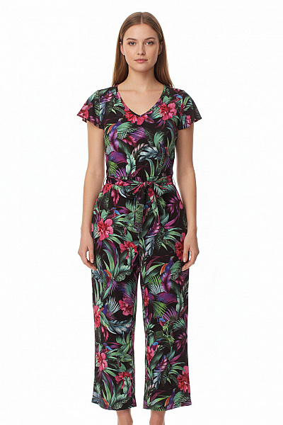 Tramontana Dámský Overal Krátký Rukáv Květinový Vzor Barevný Letní Velikost M