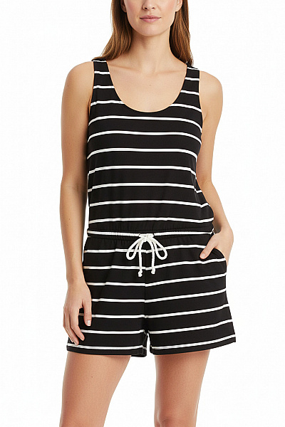 Esprit černobílé Pruhované Overaly Bez Rukávů Bavlněné Letní Vel. L