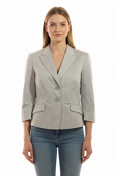 TAIFUN Dámské Sako Bavlněné šedé Elegantní Business Na Běžné Nošení S 3/4 Rukávem Vel. 40