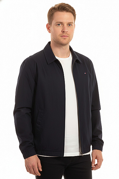 TOMMY HILFIGER Pánská Bavlněná Bunda Tmavě Modrá Bomber Styl Na Zip Velikost XXXL