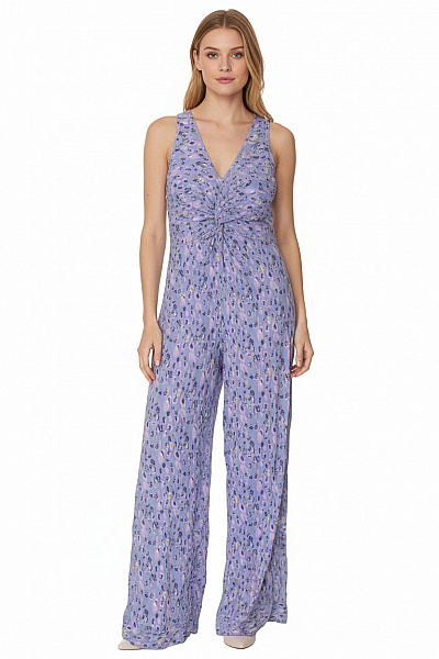 Dámský Overal Bez Rukávů Fialový Květinový Bavlněný Letní Vel. XS