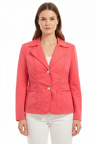 TAIFUN Dámský Růžový Blejzr Krátký Volnočasové Elegantní Polyesterové Velikost 44