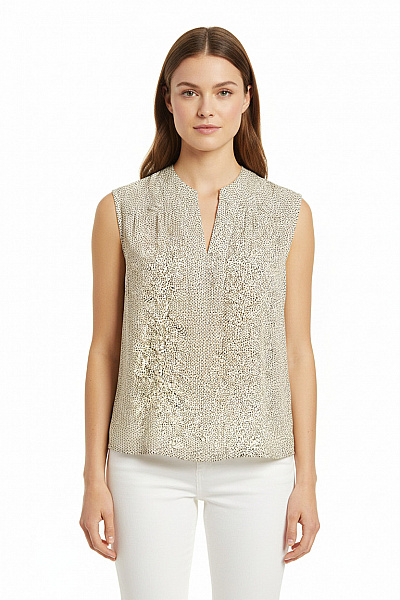 Lollys Laundry Dámská Halenka Bez Rukávů S Potiskem Béžová Velikost M