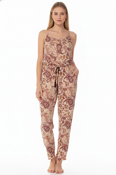 Sublevel Dámský Béžový Paisley Overal Bez Rukávů Letní Velikost S