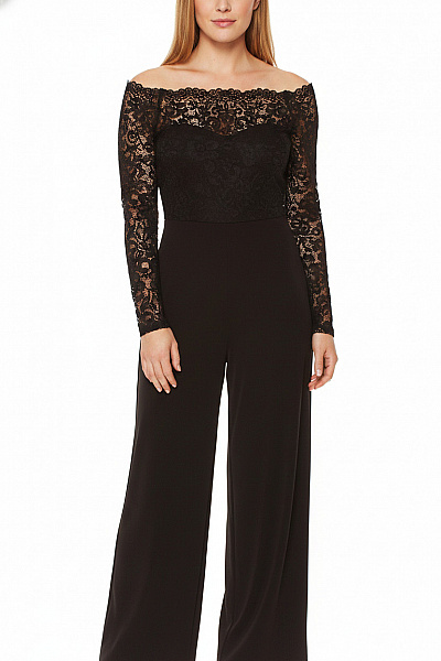 NLY  Dámský černý Krajkový Overal S Dlouhým Rukávem Společenský Vel. XL