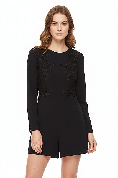 Ted Baker Elegantní černý Overal S Krajkou Dlouhý Rukáv Společenský Vel. XS