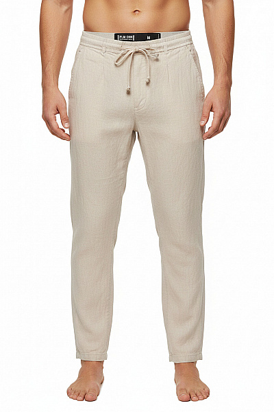 Pánské Plátěné Volnočasové Kalhoty S Kapsami Béžové Velikost M