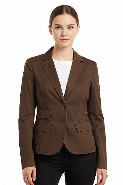 Esprit Dámské Hnědé Bavlněné Sako Elegantní Volnočasové Business Velikost 32