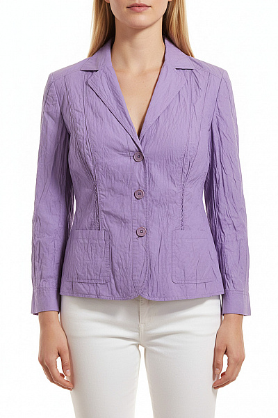 BETTY BARCLAY Fialové Bavlněné Sako Elegantní Volnočasové Vypasované S 3/4 Rukávem Velikost 46