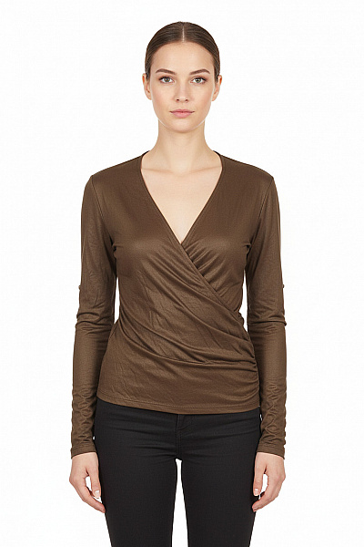 IKKS Hnědá Zavinovací Halenka S Dlouhým Rukávem Velikost 36