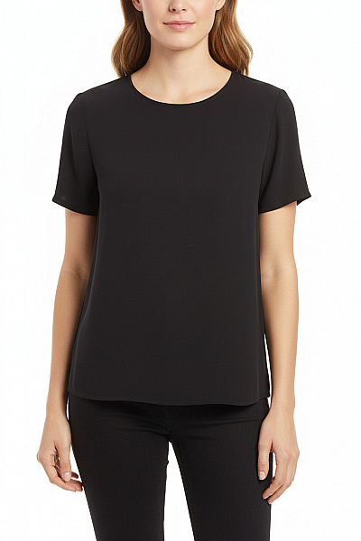 Marks & Spencer Dámská Halenka Krátký Rukáv černá Polyesterová Velikost 14