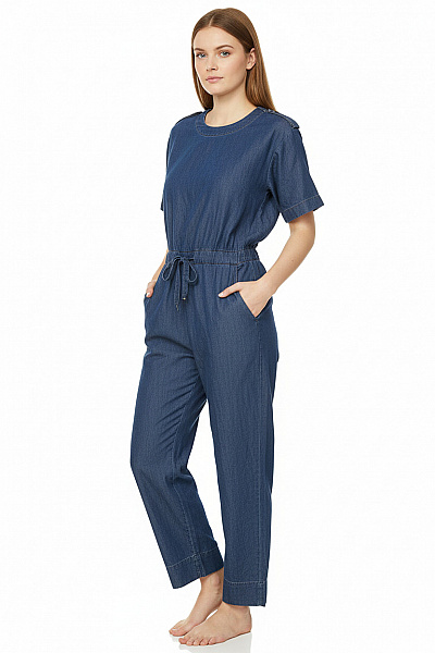 Esprit Modrý Džínový Overal S Krátkým Rukávem Vel. 38