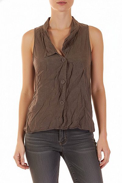 MANGO Dámská Košile Bez Rukávů Hnědá Ležérní Velikost XS