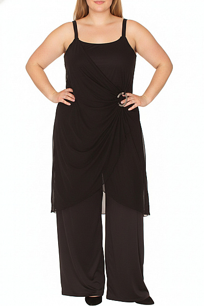 Sheego Dámský černý Overal Bez Rukávů Společenský Polyesterový Velikost 44