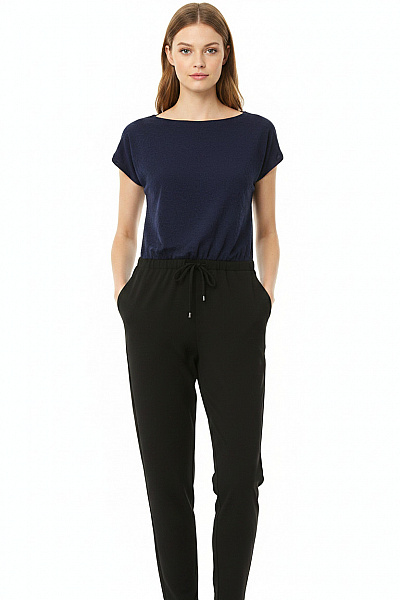 Mads Norgaard Dámský Modrý Overal Bez Rukávů S černými Kalhotami A šňůrkou Velikost 36