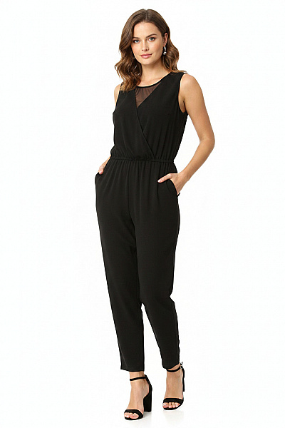 ZARA Dámský černý Overal Bez Rukávů šifonový Elegantní Vel. M