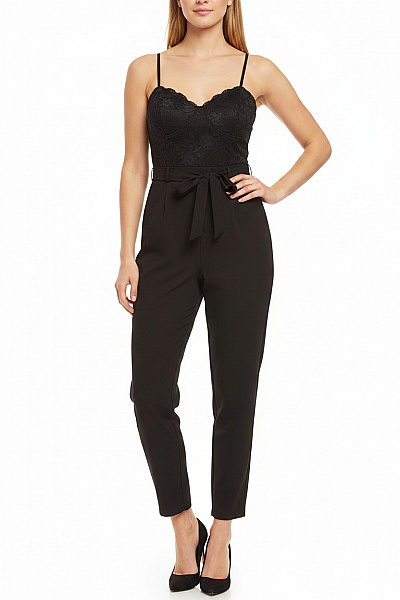 Miss Selfrdige Dámský černý Krajkový Overal Bez Rukávů Společenský Vel. 42