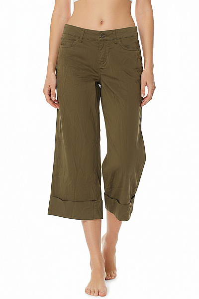 LIU JO Khaki široké Volnočasové Kalhoty Pod Kolena Vel. 27