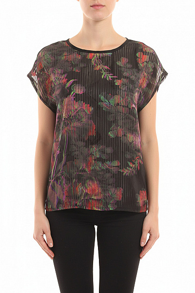 Ted Baker Dámská Halenka Krátký Rukáv Květinová Pruhovaná Průsvitná Velikost 4