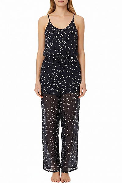 ZARA Dámský černý Overal Bez Rukávů S Hvězdami Vel. S