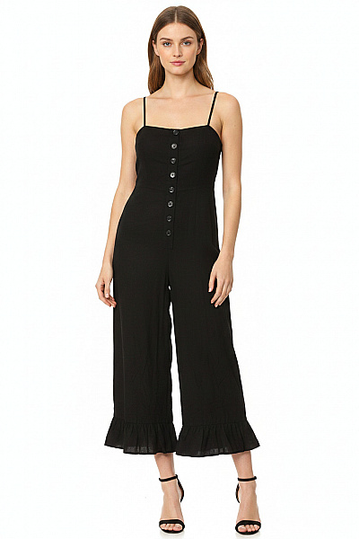Asos černé Dámské Overaly Bez Rukávů S Volánky Velikost 34