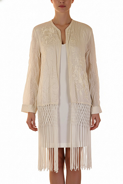 ZARA Dámský Cardigan S Dlouhým Rukávem Ažurový S Třásněmi Vel. S