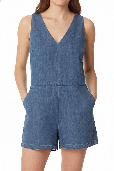 ZARA Modrý Džínový Overal Bez Rukávů Vel. M