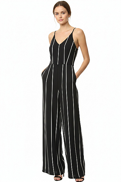 AX  PARIS černobílé Pruhované Overaly Bez Rukávů Velikost 10