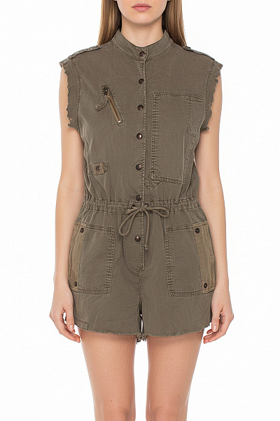 ZARA Dámský Khaki Krátký Overal S Kapsami A Zipem Vel. S