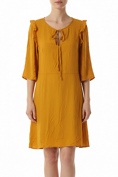 MANGO Dámské šaty žluté Krátké Volnočasové Boho Velikost S