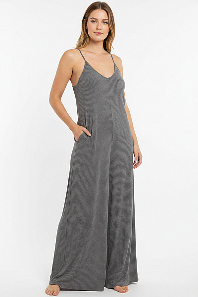 ZARA šedý žebrovaný Overal Bez Rukávů Vel. L