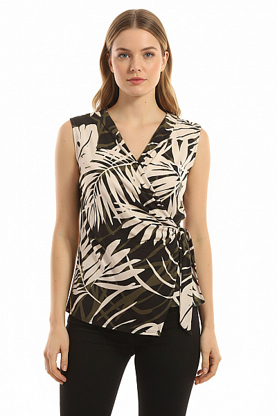 Wallis Dámská Halenka Bez Rukávů Zavinovací S Potiskem Květinová Vel. 40