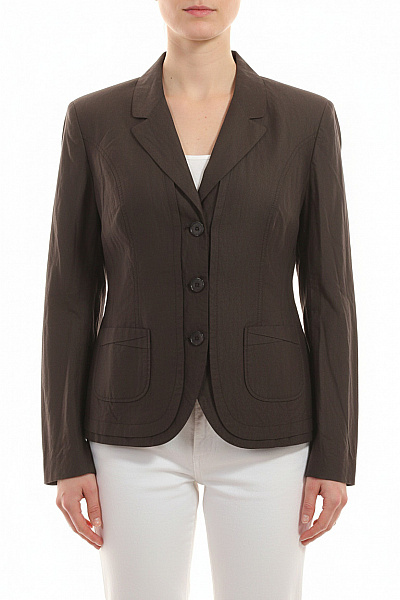 BETTY BARCLAY Dámské Sako Elegantní Hnědé Vypasované Pruhované Business Velikost 42