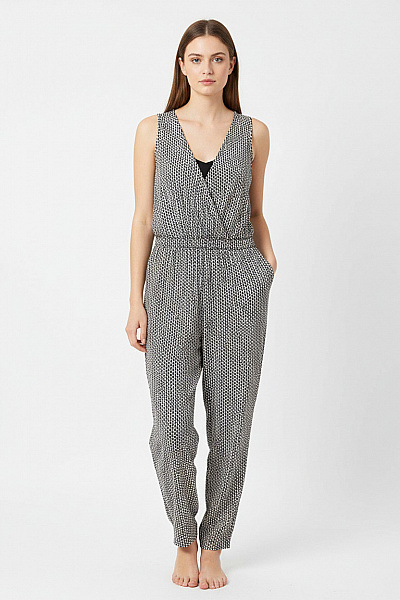 Yumi Overal Bez Rukávů černobílé Vzorované Viskózové Vel. 38