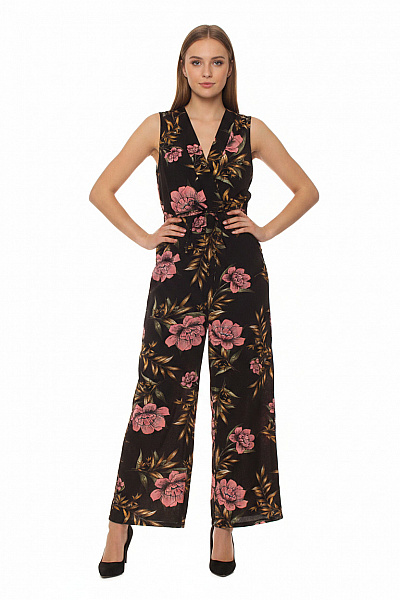 AX  PARIS černé Květinové Overaly Bez Rukávů Vel. 10