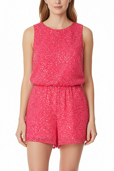 Asos Růžový Overal S Flitry Společenský Vel. 42