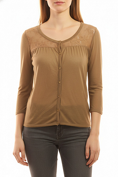 VILA Dámský Propínací Kardigan S Krajkou A Dlouhým Rukávem Velikost M