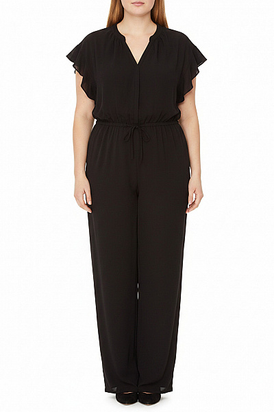 JUNAROSE Dámský černý Overal Krátký Rukáv Vel. 48