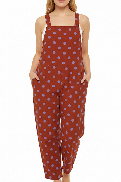 Monki Dámský Oranžový Puntíkovaný Overal Bez Rukávů Vel. L